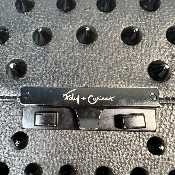 Foly + Corinna Skyline Bandit Drop Lock Top Handle Black Spike Studded Bag Punk - Picture 2 of 14